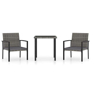 FAMIROSA Set da Pranzo da Giardino 3 pz in Polyrattan Grigio-5711