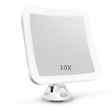deweisn Specchio Ingranditore con Luce, Specchio per Il Trucco con Ventosa Naturale LED Rotazione di 360° Specchio Cosmetico Illuminato Ingrandimento 10X Portatile per Viaggio e Bagno(Quadrato)