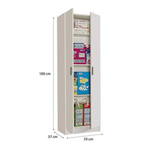 EGLEMTEK Cardinero Armadio Armadietto Multiuso A Colonna con 2 Ante e 4 Ripiani Ingresso Camera da Letto 59 x 37 x 180 Cm Colore Bianco