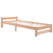 Letto in legno massiccio con testiera e rete a doghe, naturale (200 x 90 cm)