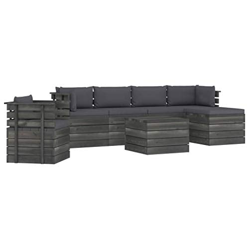 FAMIROSA Set Divani da Giardino su Pallet 7 pz con Cuscini Massello Pino-1875