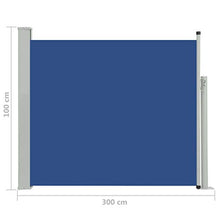vidaXL Tenda da Sole Laterale Retrattile per Patio Privacy Automatica Schermo Parasole Frangivento 100x300 cm in Tessuto PU Blu Telaio in Ferro
