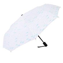 Ombrello da Pioggia Automatico a Tre Pieghe con Motivo a Pesci del Fumetto con Manico in Gomma Nera ABS