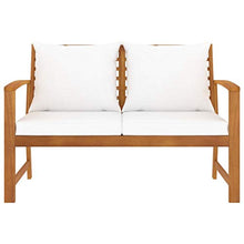 vidaXL - Panca da giardino in legno di acacia massiccio, 120 cm, con cuscino bianco crema