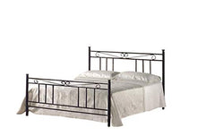 Letto Matrimoniale, Ferro BATTUTO, Modello Rita, 100% Made in Italy (Nero, Sfumature Oro)