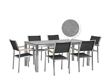 Beliani Set da Giardino Tavolo Simil Cemento 6 Sedie Tessuto Nero 180 x 90 cm GROSSETO