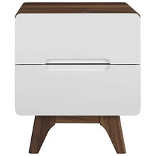 Modway Origin - Comodino moderno a 2 cassetti per camera da letto, stile contemporaneo, metà secolo, Bianco noce