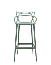 Kartell Masters Stool Sgabello, Tecnopolimero termoplastico Riciclato con Carica Minerale e Trattamento Soft-Touch, Verde(Salvia), H. 75