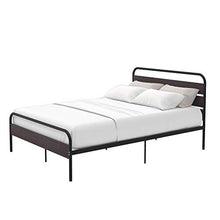 WGYDREAM Letto Base Reti in Metallo Letto Singolo Struttura Letto Nera con Testiera in Legno per Ampio Spazio Portaoggetti per Adulti, 140 X 200 Cm