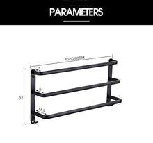 Portasciugamani Nero Portasciugamani a Parete Portasciugamani a 3 Strati con Gancio, Portasciugamani da Bagno, Due metodi di Installazione Mensole da Bagno da 50 cm