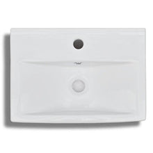 Roderick - Lavabo da bagno in ceramica, con foro di troppopieno, rettangolare, dimensioni: 465 x 320 x 115 mm (L x P x A)