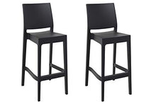 CLP Set 2 Sgabelli Bar Maya Impilabili In Polipropilene I Coppia Sedie Sgabello Alte Outdoor Con Schienale Alt 75CM, Colore:nero