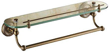 GDFEH Scaffale in vetro temperato Scaffale da bagno antico Bagno antico Scaffale di vetro, porta doccia a strati singolo in rame, staffa cosmetica 20,8 × 4,7 pollici