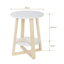 EVTSCAN Tavolo Rotondo a 2 Livelli per Piccoli spazi, Comodino Moderno Bianco con ripiano portaoggetti - 40 × 40 × 50,5 cm