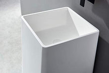 Lavabo freestanding BA31 di pietra solida (Solid Stone) - 50 x 50 x 82 cm - colore a scelta, Colore:Nero/Bianco (opaco)