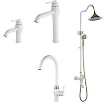 Miscelatore Monocomando Rubinetto Lavabo Lavandino Bagno Bianco Oro Sanlingo Serie MULI