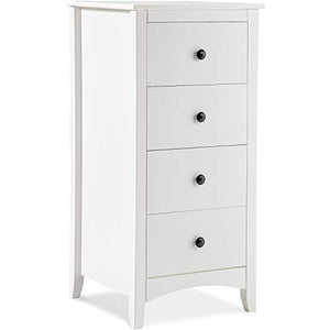 WGYDREAM Comodino Cabinetto Bianco Comodino con 4 Cassetti Cassettiera con Gambe in Legno Credenza per Camera da Letto Bagno Soggiorno Vivaio, 45 X 45 X 94 Cm