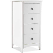 Q-HL Comodino Cabinetto Bianco Comodino con 4 Cassetti Cassettiera con Gambe in Legno Credenza per Camera da Letto Bagno Soggiorno Vivaio, 45 X 45 X 94 Cm