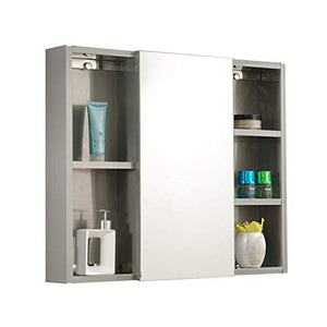 Armadietti a specchio Da Bagno in Acciaio Inossidabile Armadietto da Bagno for Lavaggio E Trucco Armadietto A Muro for Ingresso (Color : Silver, Size : 80 * 13 * 60cm)