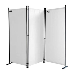 QUICK STAR Paravento da Giardino 170 x 165 cm 3 parti pieghevole Divisorio in Tessuto Protezione della Privacy Bianco