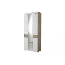AVANTI TRENDSTORE - Funny - Armadio Guardaroba con Specchio e con Ante a Battente, in Laminato di Quercia d'Argento e Bianco, Dimensioni: Lap 84x200x40 cm