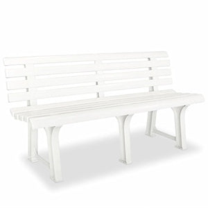 Tuduo - Panchina da giardino in plastica, 145,5 x 49 x 74 cm, colore: Bianco