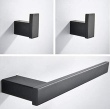 2 Ganci Appendiabiti e 27cm Portasciugamani da Bagno, Nero Opaco, Accessori da Bagno in Acciaio Inox(3 Pezzi)