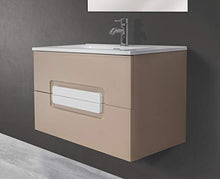 OrionShop Mobile Bagno Sospeso Demetra da 80cm Tortora Opaco con Lavabo Specchio e Lampada LED Inclusi