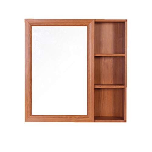 haozai Specchiera Arredo Bagno Marrone 60cmx12.5cmx70cm,Armadietto con Specchio in Vetro Temperato, Mobile Bagno Sospeso con Mensola E Ripiani Regolabili, Mobiletto da Parete 23