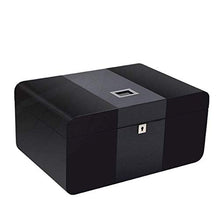 NIHAOA Accessori del Sigaro Corrosione Cigar Humidor Superficie di Cuoio for i sigari Desktop Rivestito Cedro Box con igrometro e umidificatore, Nero Buon apporto di umidità