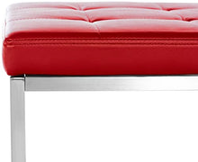 CLP Sgabello Poggiapiedi Barci In Similpelle I Panchetto Capitonné imbottito I Poggiapiedi Da Salotto Elegante Alt. 48 CM, Colore:rosso