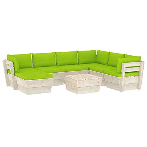 FAMIROSA Set Divani da Giardino su Pallet 8 pz con Cuscini Legno Abete-3647