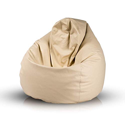 Bepouf Poltrona Sacco Puf Pouf Dimensioni 110x70 Ecopelle Pieno (Beige, Media)