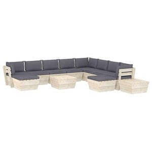 SKM Set Divani da Giardino su Pallet 12 pz con Cuscini Legno Abete (218.2kg) Antracite