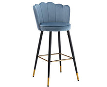 CIMOO CIMOTA Sgabello da bar in velluto moderno cucina sgabelli con schienale 30 78,7 cm Tufted Bar Altezza Sedia da pranzo per Home Bar, Haze Blue, 1PC