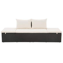 Festnight Lettino Prendisole Reclinabile da Giardino Esterno in Polirattan Nero con Schienale e Cuscini,Lettino da Sole da Giardino in Rattan,Divano da Giardino 3 Posti in Rattan 195x60x60cm