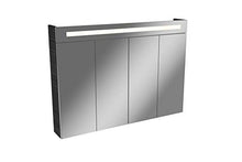 FACKELMANN Armadietto con specchio a LED TwinDY/armadietto da bagno con ante a soffietto, effetto 3D, dimensioni (L x A x P): ca. 110 x 78,5 x 16,5 cm, con specchio e illuminazione per bagno, 4 porte/corpo: nero