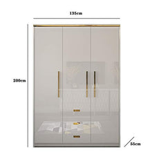 DUTUI Camera da Letto Domestica di Lusso Leggera A Tre Porte Side-By-Door Semplice Grande Armadio, Guardaroba Moderno Armadio di Montaggio Vernice