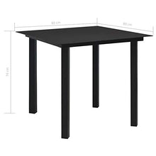 Qnotici Tavolo da Pranzo da Giardino con Struttura in Acciaio Verniciato a Polvere, Pratico Tavolo da Pranzo da Esterno in Stile Moderno 80 x 80 x 74 cm (Lunghezza x Larghezza x Altezza) -Nero