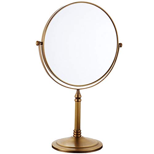 DKEE Specchio per Il Trucco retrò Desktop Rotondo Verticale bifacciale Rotante a Specchio Triplo Specchio Bagno Specchio di vanità Specchio di vanità