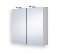 Generisch Saturn Como - Armadietto a specchio in alluminio, con pannello posteriore in vetro bianco, 800 x 700 x 155 mm