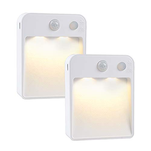 ATCOMM Luce Notturna LED, con Tampone Adesivo, Luce Notturna con Sensore di Movimento, Per guardaroba,Armadio,Corridoio, Cucina, Scale,Camerette,Soggiorni,La stanza dei bambini (2 Pezzi)