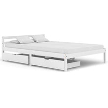 Lasamot Struttura Letto in Legno massello di Pino Bianco, giroletto per Camera da Letto Famiglia Pratico giroletto in Stile Moderno 206 x 146 x 60 cm (Lunghezza x Larghezza x Altezza) con 2 cassetti