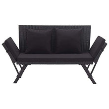 Tidyard Panchina da Giardino con Cuscini 176 cm Nera in Polyrattan, Panchina da Giardino, Panchina da Giardino, Panchina da Esterno