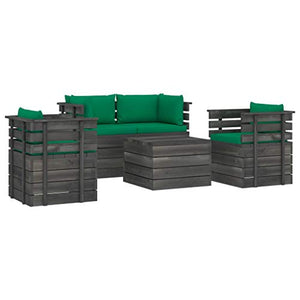 FAMIROSA Set Divani da Giardino su Pallet 5 pz con Cuscini Massello Pino-1820