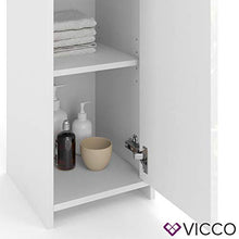 Vicco Mobiletto bagno medio Kiko Armadietto bagno Bianco/Cemento/Bianco lucido