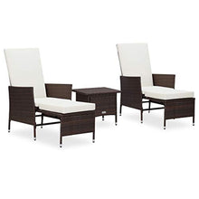 SKM Set Divani da Giardino 3 pz con Cuscini in Polyrattan Marrone (31.2kg)