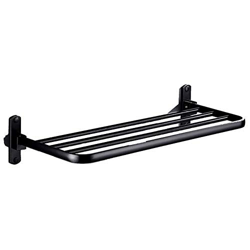 KAISIMYS Portasciugamani Portasciugamani Portasciugamani Asta di punzonatura Gratuita Free Black Nordic Single Layer Folding Layer Space Mount Bagno in Alluminio (Colore: Nero, Dimensioni: 50 cm)