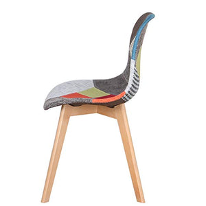 BenyLed Set di 4 Sedie da Pranzo Sedie Patchwork Colorate con Gambe in Legno Poltrona Scandinava per Cucina, Soggiorno, Bar, ECC, (Rosso)