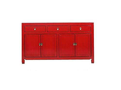 Yajutang - Cassettiera cinese con 4 ante e 3 cassetti, colore: Rosso